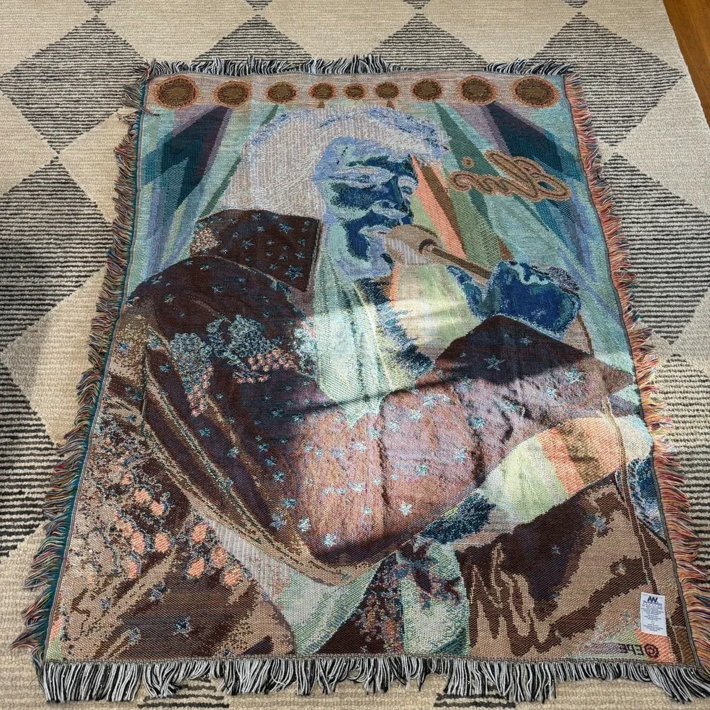 VTG Elvis Presley Throw Blanket‎ EPE Fringe Tapestry y2k 90s USA 58